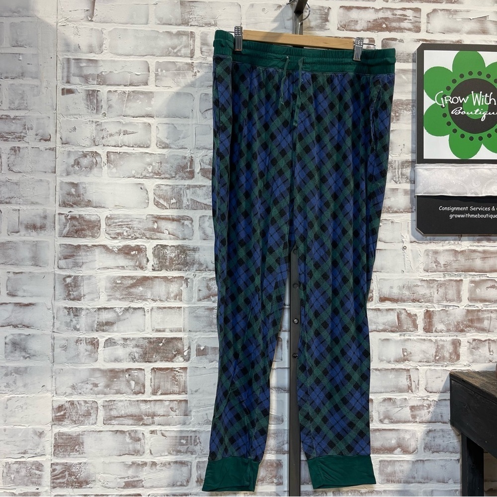 Little sleepies Plaid adult Pants - Green and Blue medium or XL